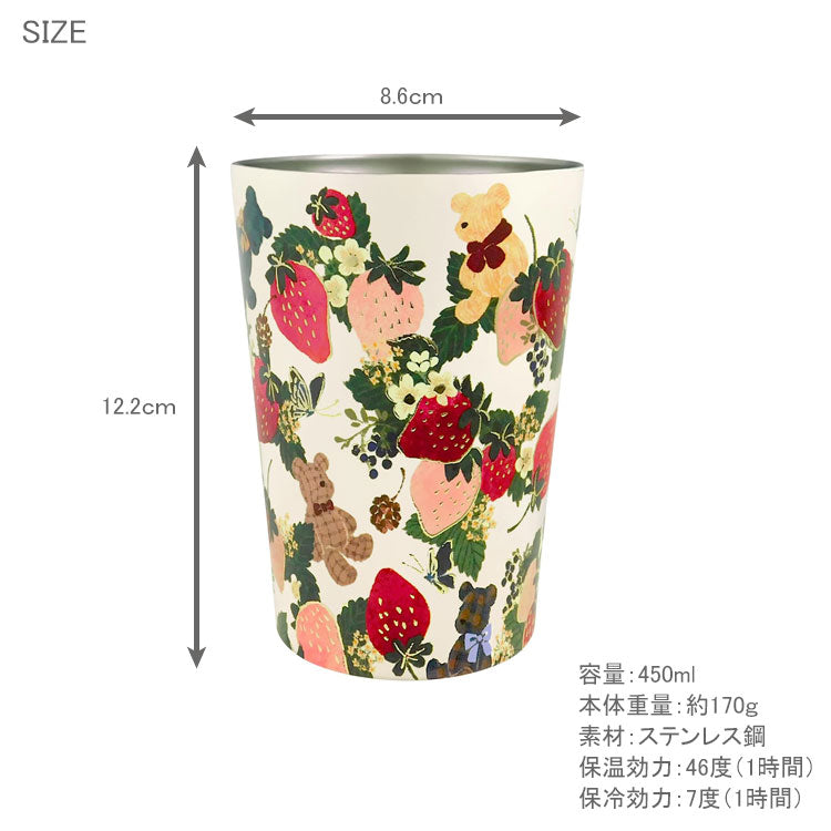 トモコハヤシ 2WAY 真空二重タンブラー 450ml 定形外 送料無料 保温保冷 林朋子 Velvetytime ドリンクホルダー カップ コップ ネコ いちご 花柄 テディベア ケーキ 気球 オフィス 仕事ロマンティックキャット