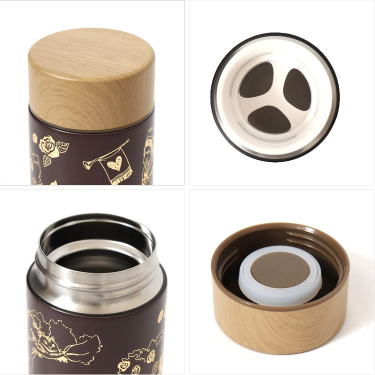 ルーメンテイル ステンレスボトル 300ml 童話 水筒  ボトル 白雪姫 赤ずきん 不思議の国のアリス 保温 保冷 木目蓋 真空二重構造 コンパクト かわいい 通勤 通学 ステンレス不思議の国のアリス