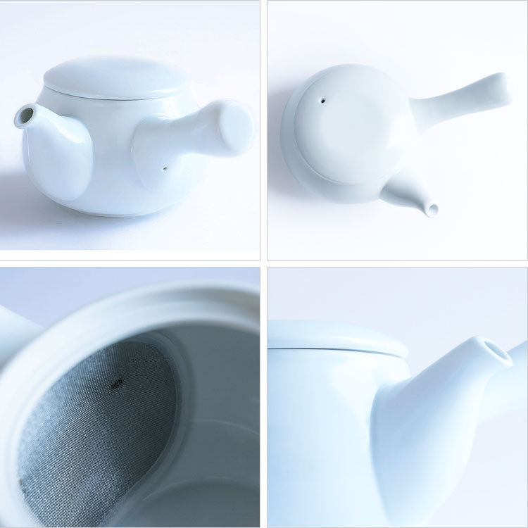 波佐見焼 急須 山下陶苑 おちゃふく急須 日本製 360ml 茶こし付きお茶 無地 カラー 日本製 おしゃれ かわいい月白