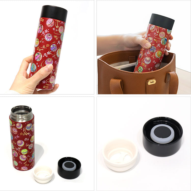 ステンレスボトル 300ml 和柄  水筒 ステンレスボトル 送料無料 保冷 保温 ボトル 花 手毬 鶴 鳳凰 日本 日本伝統 ギフト 持ち運び おしゃれ花
