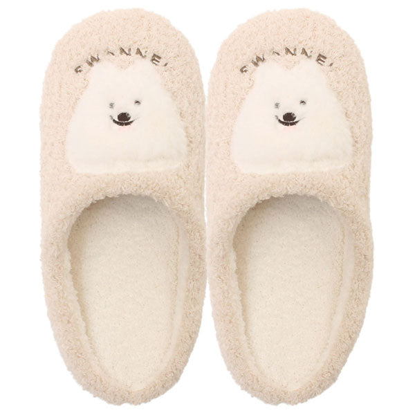 スワンネルルームシューズ レディース スリッパ ルームシューズ シマエナガ シュナウザー 黒猫 サモエド 保温 冷え対策 ふわふわ ぽかぽか  アニマル かわいい ネイビー