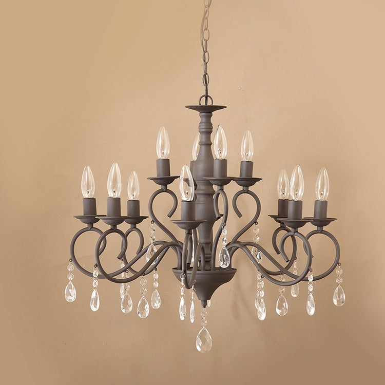 シャンデリア ビアンカ Bianca 12灯 67D3092004-12 アンティーク ペンダント ライト アクリルビーズ リビング ダイニング LED対応 秋月貿易アンティーク サンド グレイ