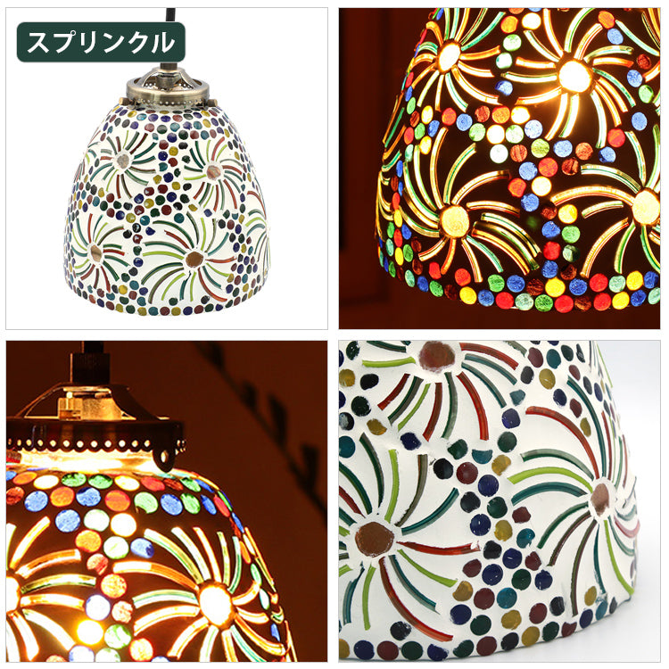 ペンダント ライト モザイク ハンギング ランプ 送料無料 ラウンド ハンドメイド石膏ガラス  16524-831-042 16524-831-043スプリンクル