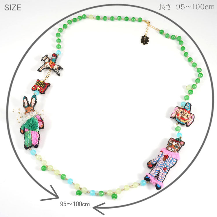 刺繍 ネックレス Nathalie Lete circus troupe  NEK3824 メール便 送料無料 タマオワールド ビーズ サーカス ナタリーレテ 刺繍 軽い 印象的