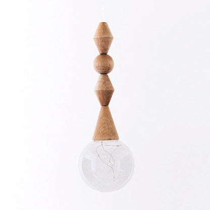 shesay アンティーク感漂う ウッドパーツのLEDライト 108248 照明 電池式 LED ハンギングライト 吊り下げ ガラス リモコン タイマー 木製 調光 北欧 工事不要 工具不要 簡単 クリスマス オーナメントブラウン