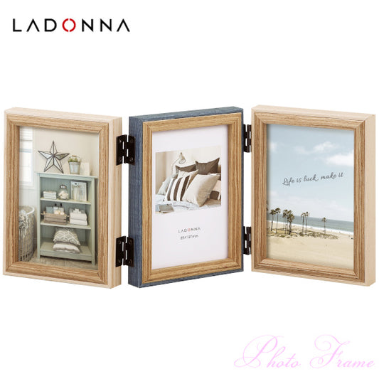 ラドンナ　フォトフレーム AVANTI DF85-30 写真 3枚 3窓 LADONNA L判サイズ  折り畳み式 結婚式 木製 ナチュラル