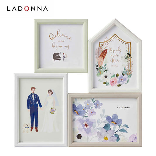 LADONNA ラドンナ 4面 ブライダルフォトフレーム SF15-40 リビング 写真立て 4面 スクエア L判 定形外 ナチュラル シンプル 北欧