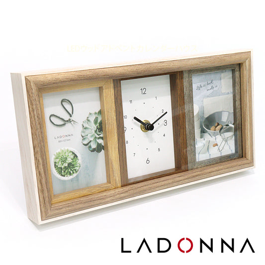 フォトフレーム クロック付き df96-30-iv アイボリー アバンティ インテリア フレーム  ladonna  木製 ホワイト ウッド シンプル