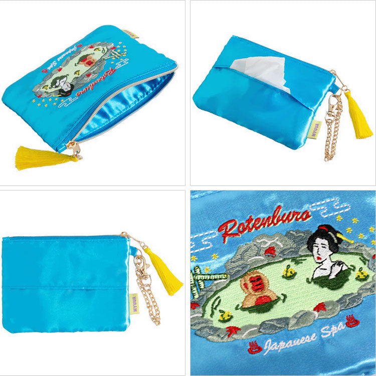 MYUUA ミューア 韓国ビビンバ 温泉 ティッシュポーチ ポーチ 定形外 送料無料 韓国風 レトロ 小物入れ 財布 小銭入れ 収納 サテン ギフト韓国ビビンバ（ピンク）