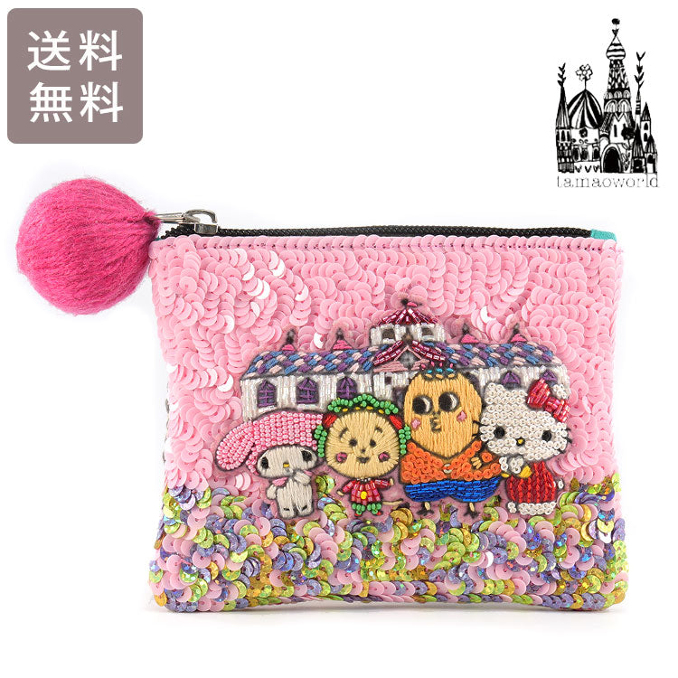 スパンコール 刺繍 ポーチ コジコジ サンリオ ミニポーチ メール便 送料無料 POC3861 タマオワールド サンリオ ビーズ 次郎くん ハローキティ マイメロディ COJI-COJI × Sanrio characters
