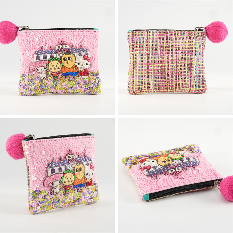スパンコール 刺繍 ポーチ コジコジ サンリオ ミニポーチ メール便 送料無料 POC3861 タマオワールド サンリオ ビーズ 次郎くん ハローキティ マイメロディ COJI-COJI × Sanrio characters