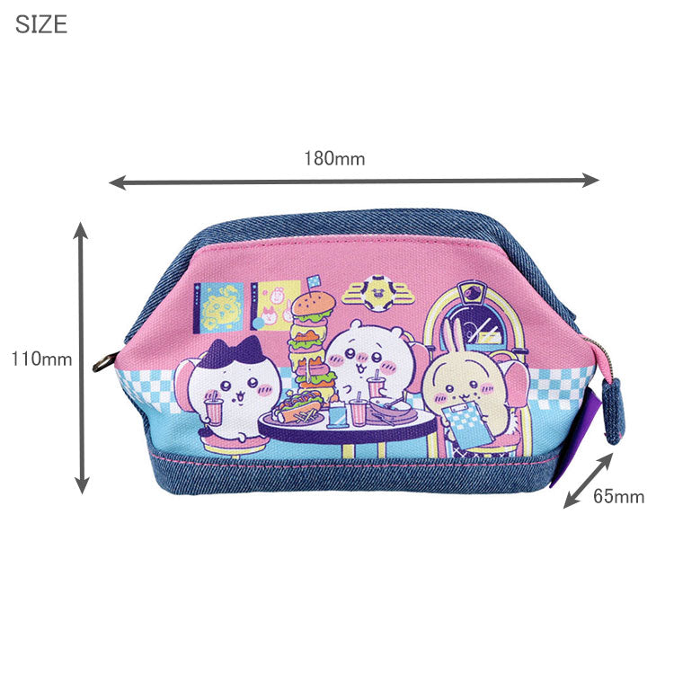 デニムペンケース ワイヤー入り ちいかわ DINER ランチ ディナー 定形外 送料無料 S1430262 S1430270 筆箱 ポーチ コスメポーチ ペンポーチ ハチワレ うさぎ くりまんじゅう ラッコ モモンガ シーサー 古本屋 ハンバーガー ホットドッグDINERランチ