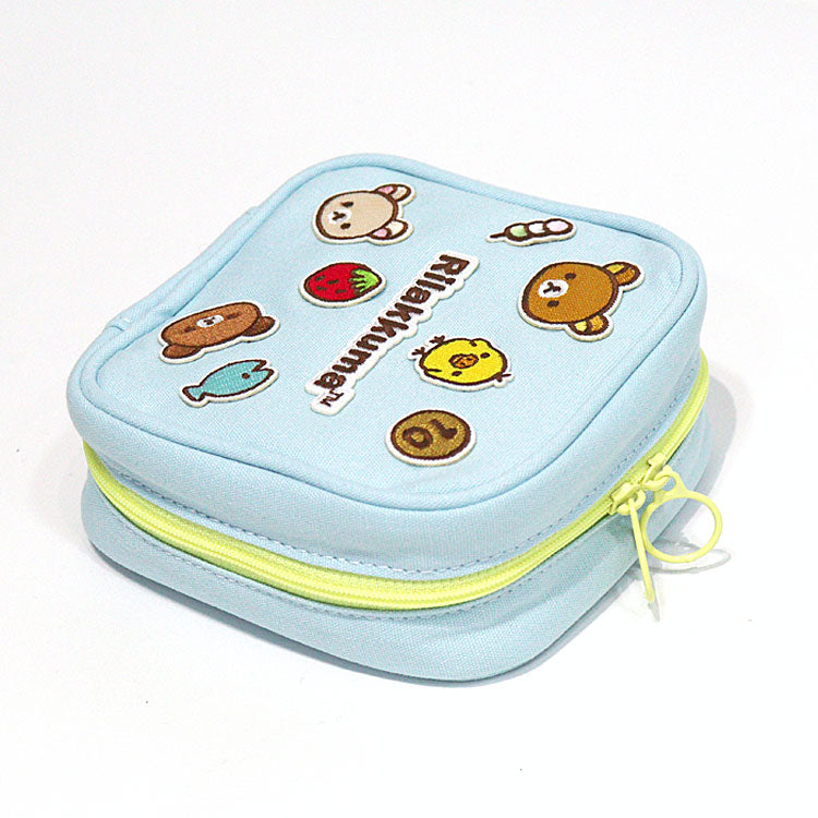 リラックマ スクエア ミニポーチ 定形外 送料無料 CA82601 ポーチ ワッペンシリーズ コリラックマ キイロイトリ チャイロイコグマ ワッペン 刺繍アップリケ