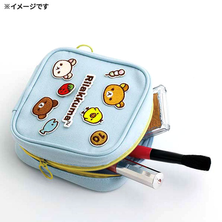 リラックマ スクエア ミニポーチ 定形外 送料無料 CA82601 ポーチ ワッペンシリーズ コリラックマ キイロイトリ チャイロイコグマ ワッペン 刺繍アップリケ