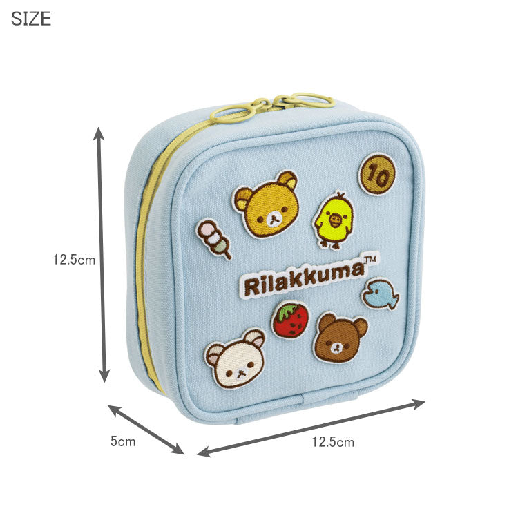 リラックマ スクエア ミニポーチ 定形外 送料無料 CA82601 ポーチ ワッペンシリーズ コリラックマ キイロイトリ チャイロイコグマ ワッペン 刺繍アップリケ