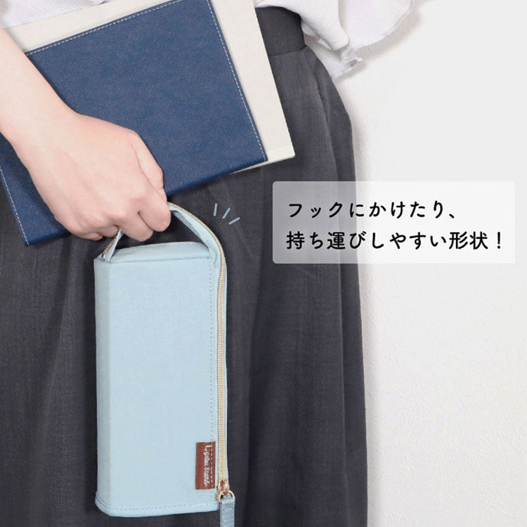 筆箱 エルガバスタンド AK074 定形外 送料無料 ペンケース 文具 筆記用具 化粧ポーチ メイクポーチ スタンド型 L字 ガジェット入れ 学校 仕事 チャコールグレー