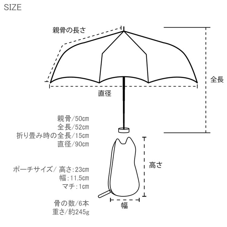 because PUおでかけキャット ミニ 晴雨兼用 折り畳み傘 B-095856 送料無料 猫 ポーチ付き ネコ 日傘 傘 遮熱 遮光 完全遮光 100% 猫ポーチ 黒猫 白猫ベージュ