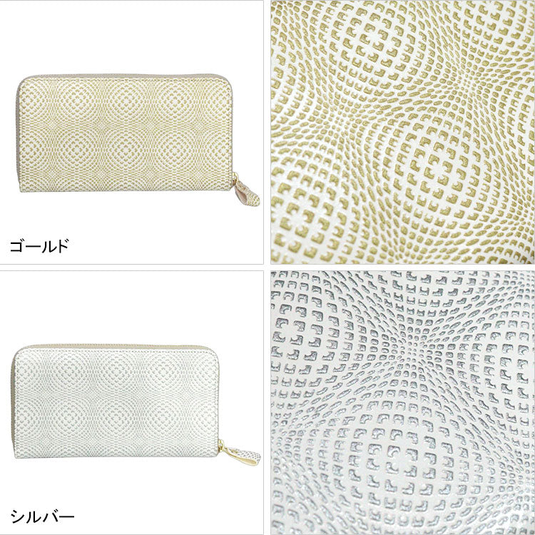 浅草文庫 金彩菊花 ラウンド 長財布 送料無料 財布 束入 和柄 ファスナー 本革 文庫革 菊 花柄 花 ギフト ゴールド