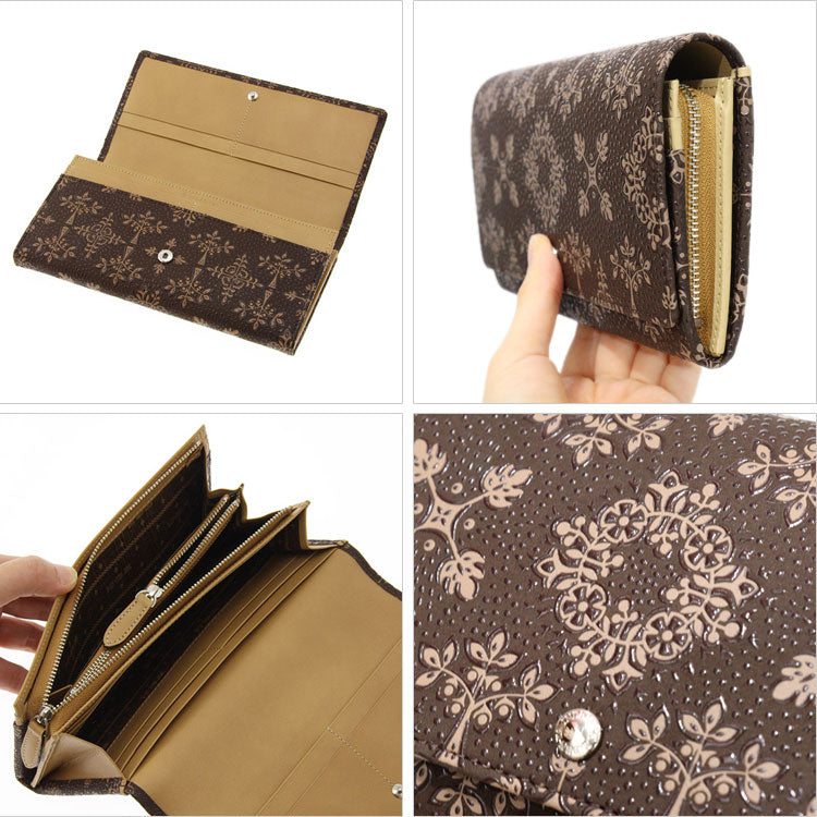 印傳屋 印伝 フォルキィ かぶせ 長財布 束入れ 9123 送料無料 財布 小銭入れ 模様 ギフト レディース