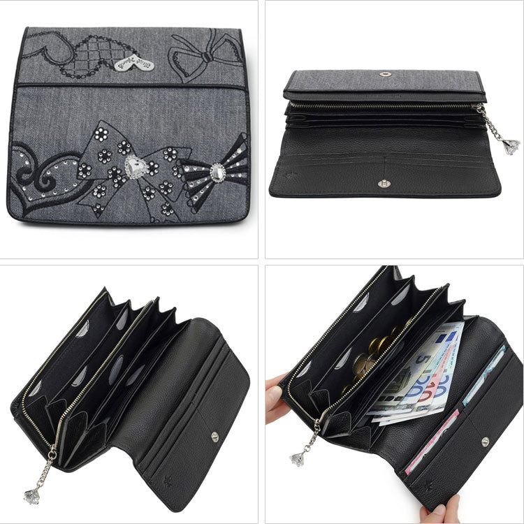 シンクビー リボンズ 長財布 グレーデニム A001002 送料無料 リボン ハート スワロフスキー クリスタル キラキラ 財布