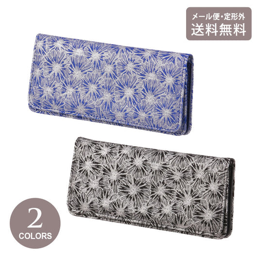 花火風 かぶせ 長財布  定形外 送料無料 財布 513-193 花火 ウォレット カード入れ 軽量 コンパクトブラック