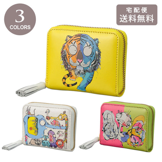 perche 高嶋シオンコラボ ジャバラカードウォレット 送料無料 財布 二つ折り財布 小銭入れ カード入れ 動物 牛革アイボリー