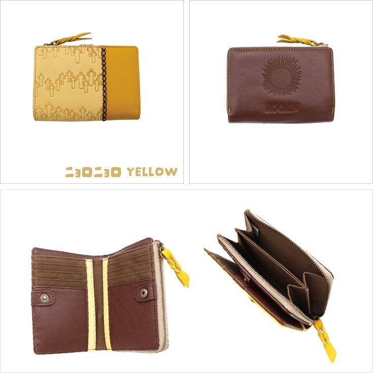 ムーミン 本革 二つ折り 財布 PATTERN MOOMIN 82036 送料無料 財布 スナフキン リトルミィ ニョロニョロ 牛革 二つ折り レザーリトルミイ(オレンジ)