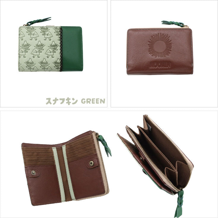ムーミン 本革 二つ折り 財布 PATTERN MOOMIN 82036 送料無料 財布 スナフキン リトルミィ ニョロニョロ 牛革 二つ折り レザーリトルミイ(オレンジ)