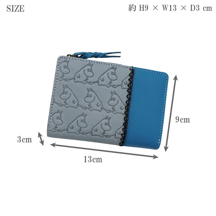 ムーミン 本革 二つ折り 財布 PATTERN MOOMIN 82036 送料無料 財布 スナフキン リトルミィ ニョロニョロ 牛革 二つ折り レザーリトルミイ(オレンジ)