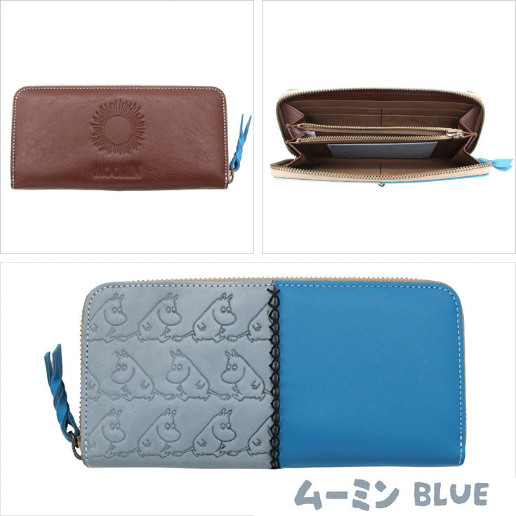 ナダヤ ムーミン 本革 ラウンドファスナー 長財布 PATTERN 82037 レディース メンズ 牛革 キャラクター ラウンド 北欧 スナフキン リトルミイ ニョロニョロ 型押し mm-007リトルミイ(オレンジ)