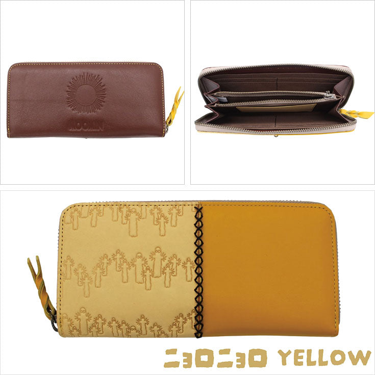 ナダヤ ムーミン 本革 ラウンドファスナー 長財布 PATTERN 82037 レディース メンズ 牛革 キャラクター ラウンド 北欧 スナフキン リトルミイ ニョロニョロ 型押し mm-007リトルミイ(オレンジ)