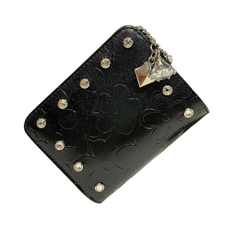 Think Bee! シンクビー デイジーロック 2つ折財布 A004890 送料無料 財布 レディース 本革 ブラック クリスタル スタッズ 牛革 コンパクト