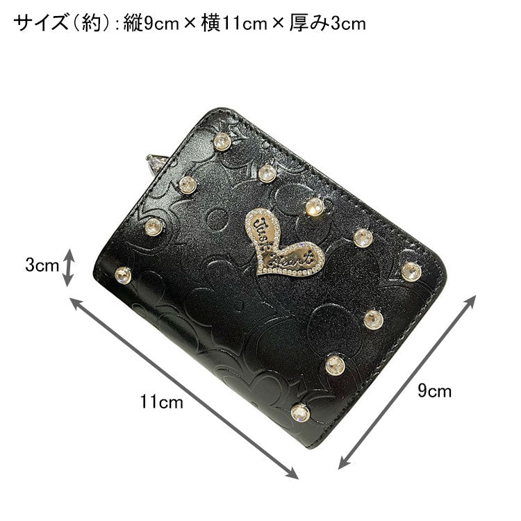 Think Bee! シンクビー デイジーロック 2つ折財布 A004890 送料無料 財布 レディース 本革 ブラック クリスタル スタッズ 牛革 コンパクト