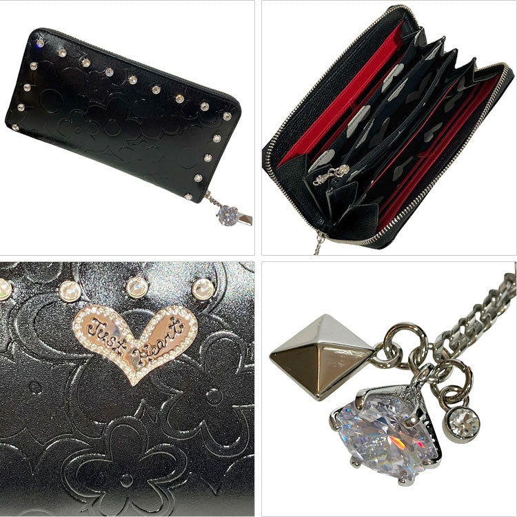 Think Bee! シンクビー デイジーロック ラウンド財布 A004891 送料無料 財布 レディース 長財布 本革 ブラック クリスタル スタッズ 牛革 コンパクト