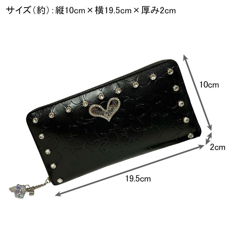 Think Bee! シンクビー デイジーロック ラウンド財布 A004891 送料無料 財布 レディース 長財布 本革 ブラック クリスタル スタッズ 牛革 コンパクト