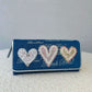 ThinkBee! ホワイトハート 長財布 A004987 送料無料 財布 レディース デニム ハート 刺繍 ビーズ スパンコール 本革 ギフト