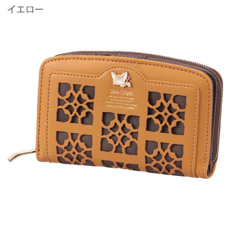 ベベダヤン 深折財布 財布 ラウンドファスナー わちふぃーるど 定形外 送料無料 猫 折り財布 二つ折り 大容量 合皮 レディース 幾何学模様 ダヤンブラウン
