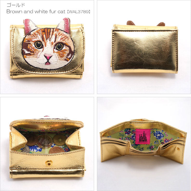 タマオワールド ねこミニ財布 WAL3516 WAL3789 WAL3788 WAL2909 WAL2911 WAL3111 送料無料 ハナカラクサ 刺繍 財布 レディース tamao worldブラック