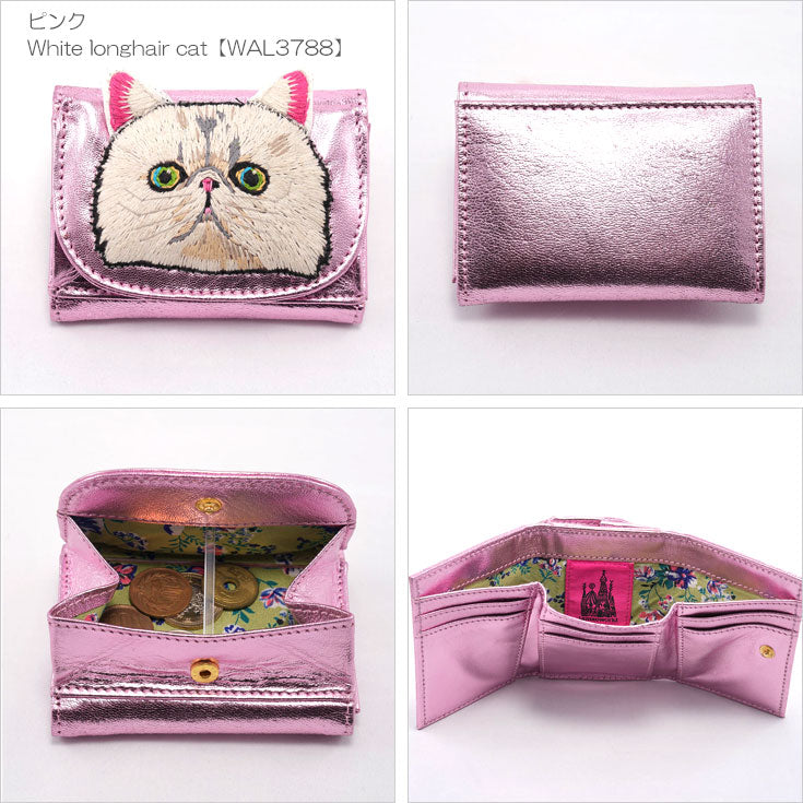 タマオワールド ねこミニ財布 WAL3516 WAL3789 WAL3788 WAL2909 WAL2911 WAL3111 送料無料 ハナカラクサ 刺繍 財布 レディース tamao worldブラック