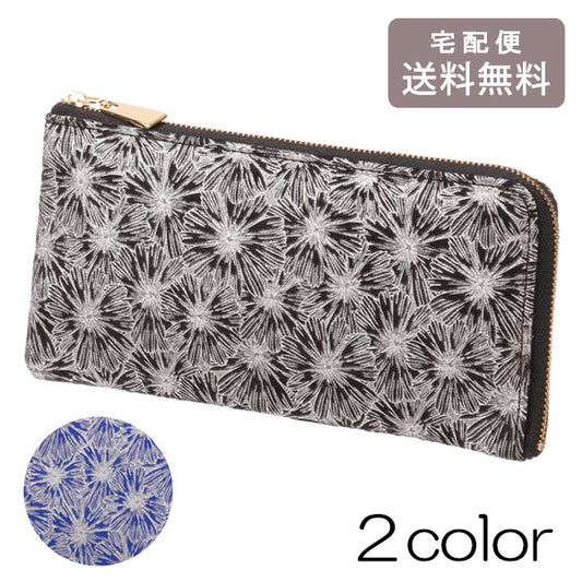 花火風 L字 長財布 送料無料 財布 花火柄 カード入れ 小銭入れ 便利 薄型 軽量 おしゃれ ブラック