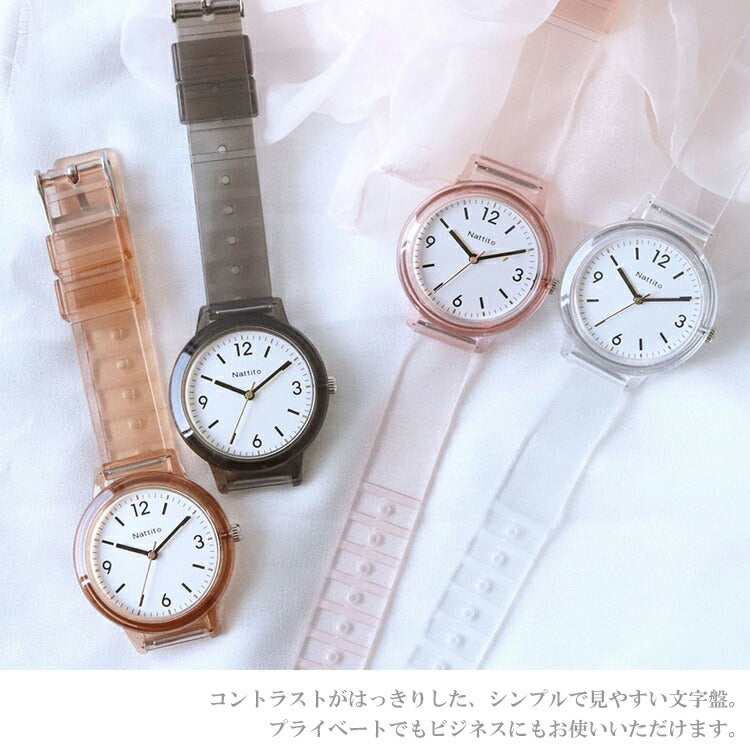 定形外送料無料 フィールドワーク Nattito フラッペ クリアベルト 腕時計 YM048 日本製ムーブメント 透明 レディース