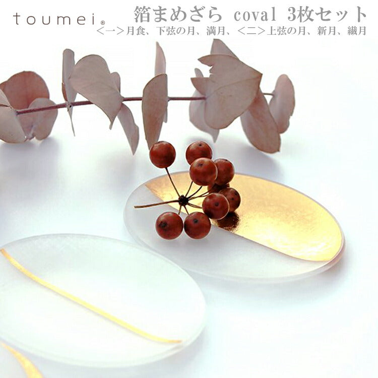 定形外送料無料 toumei 箔まめざら coval 3枚セット 皿 木箱入り 楕円 雑貨 キッチン ギフト