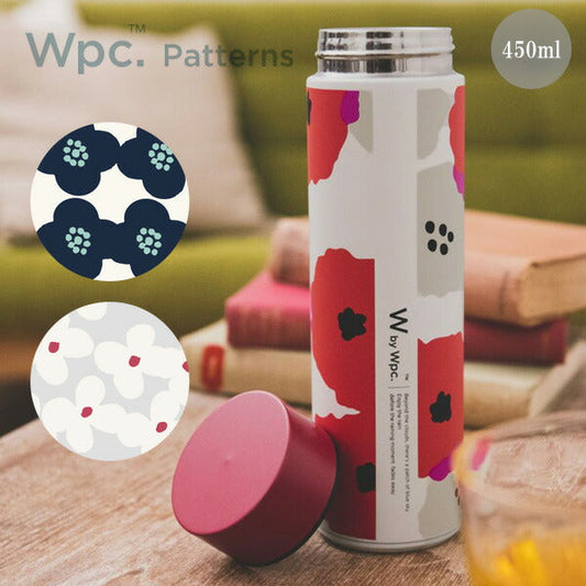 Wpc. Patterns ステンレスボトル w045 水筒 450ml 保温 保冷 真空二層 テキスタイル クッカオフ ピオニレッド カメリアネイビー