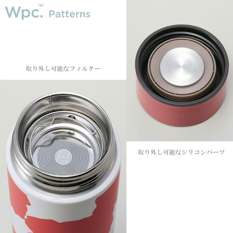 Wpc. Patterns ステンレスボトル w045 水筒 450ml 保温 保冷 真空二層 テキスタイル クッカオフ ピオニレッド カメリアネイビー