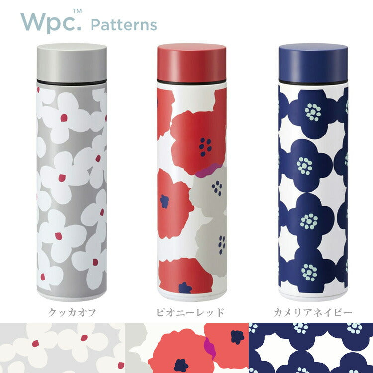 Wpc. Patterns ステンレスボトル w045 水筒 450ml 保温 保冷 真空二層 テキスタイル クッカオフ ピオニレッド カメリアネイビー