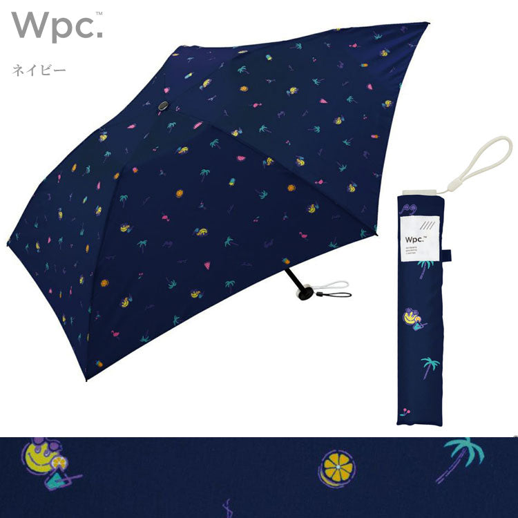 定形外送料無料 wpc. 雨傘 折りたたみ傘 スマイリー トロピカル al-sm11 軽量 90g スマイル にこちゃん 晴雨兼用 UVカット 紫外線オフホワイト