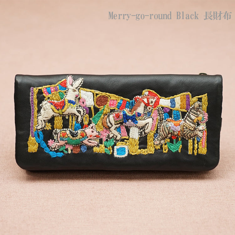 送料無料 Merry-go-round Black 長財布 WA3101 ハナカラクサ 刺繍 財布 レディース